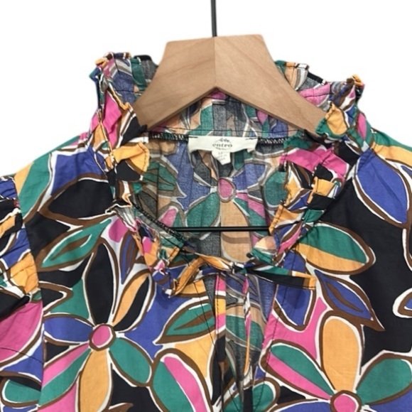 Entro Floral Print Short Puff Sleeve Tiered Detail Blouse In Multi Size Medium - Picture 6 of 12